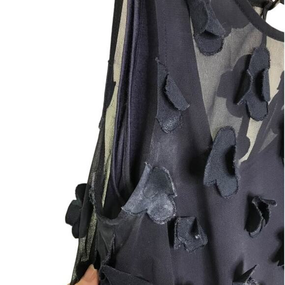 Nic + Zoe Top Womens Size XS Black Flutter Flower Sleeveless Romantic - Picture 5 of 7